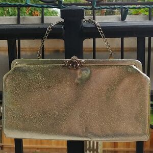 2/$20 VTG Gold Lamè Clutch Purse Chain Handle